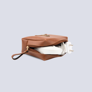 PERSONALISED ZIPPERED CHARGER CASE - TAN