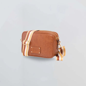 PERSONALISED DOUBLE ZIP SLING BAG - TAN