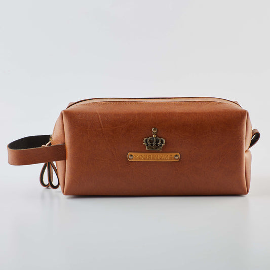 PERSONALISED DOUBLE ZIP POUCH - TAN