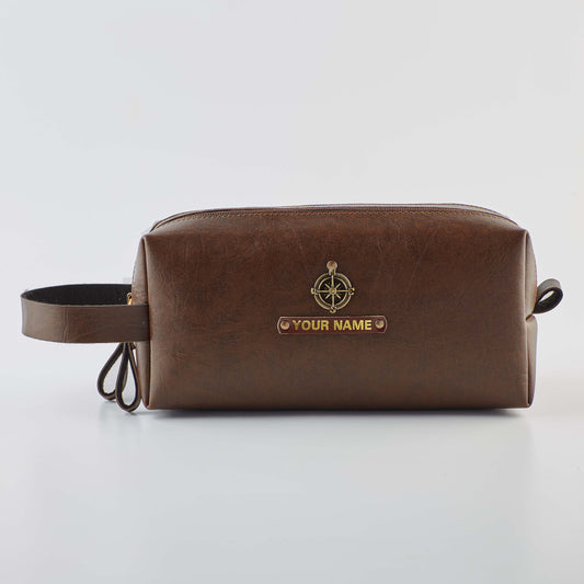 PERSONALISED DOUBLE ZIP POUCH - BROWN