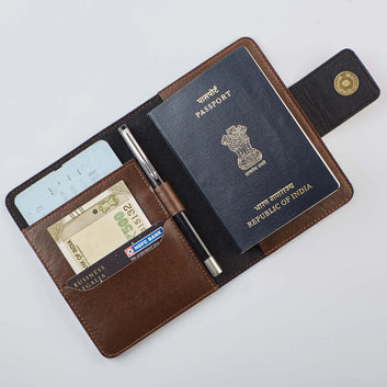 PERSONALISED MINI TRAVEL WALLET - BROWN