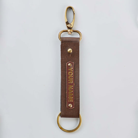 PERSONALISED TWO SIDED KEYCHAIN - BROWN