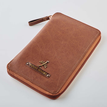 PERSONALISED ZIPPERED TRAVEL CASE - TAN