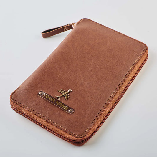 PERSONALISED ZIPPERED TRAVEL CASE - TAN