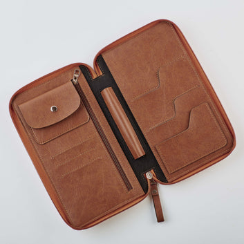 PERSONALISED ZIPPERED TRAVEL CASE - TAN