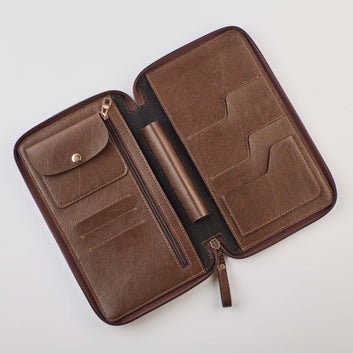 PERSONALISED ZIPPERED TRAVEL CASE - BROWN