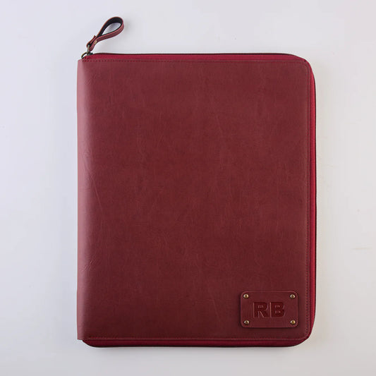 PERSONALISED ZIPPERED OFFICE FOLDER - MAROON