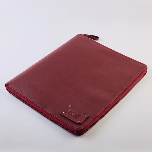 PERSONALISED ZIPPERED OFFICE FOLDER - MAROON