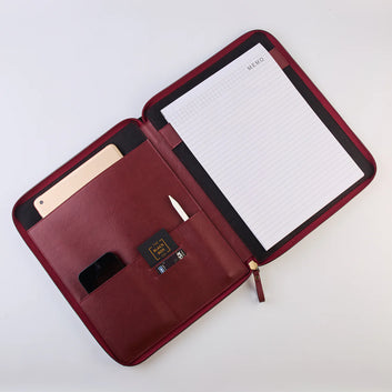 PERSONALISED ZIPPERED OFFICE FOLDER - MAROON