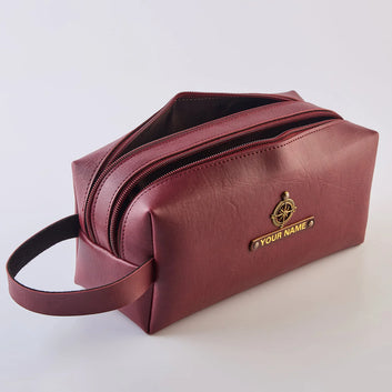 PERSONALISED DOUBLE ZIP POUCH - MAROON