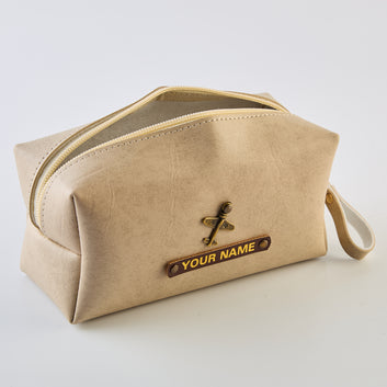 PERSONALISED MINI TRAVEL POUCH - BEIGE