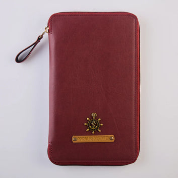 PERSONALISED ZIPPERED TRAVEL CASE - MAROON