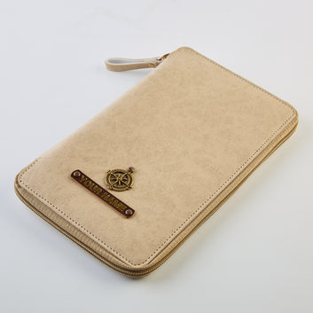 PERSONALISED ZIPPERED TRAVEL CASE - BEIGE