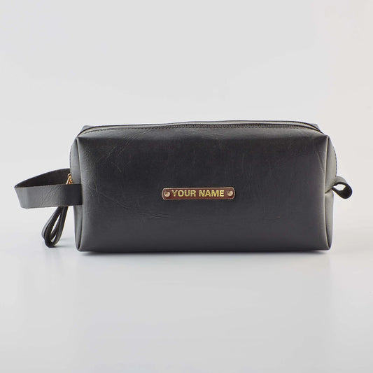 PERSONALISED DOUBLE ZIP POUCH - BLACK