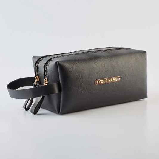 PERSONALISED DOUBLE ZIP POUCH - BLACK