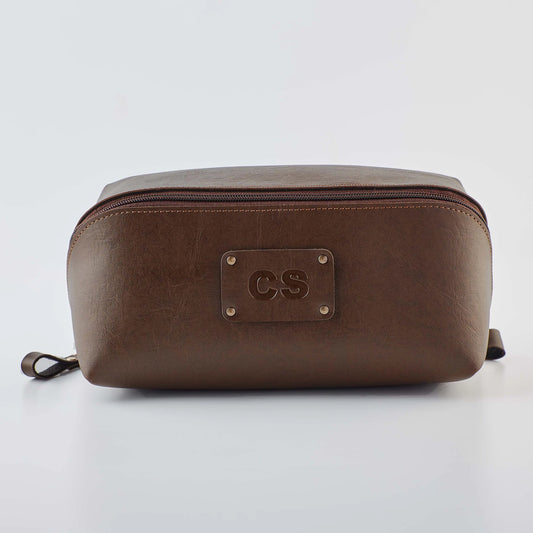 PERSONALISED DOPP KIT - BROWN