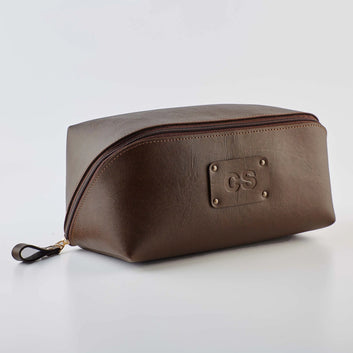 PERSONALISED DOPP KIT - BROWN