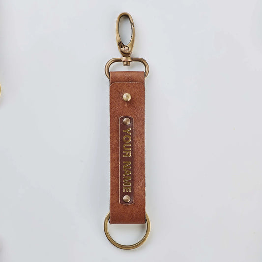 PERSONALISED TWO SIDED KEYCHAIN - TAN