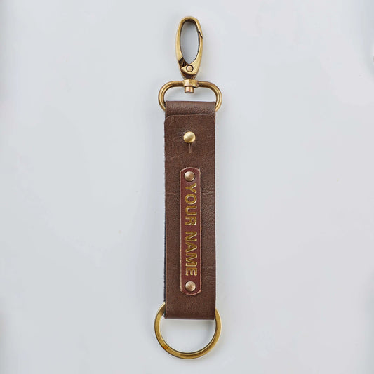 PERSONALISED TWO SIDED KEYCHAIN - BROWN