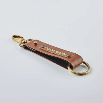 PERSONALISED TWO SIDED KEYCHAIN - TAN