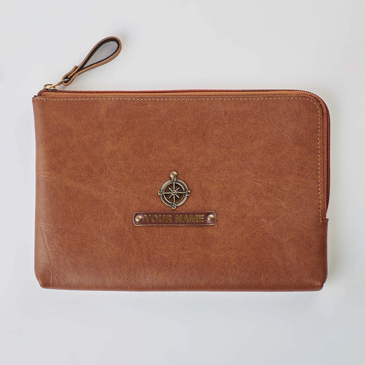 PERSONALISED FLAT POUCH - TAN