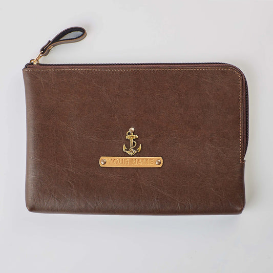 PERSONALISED FLAT POUCH - BROWN