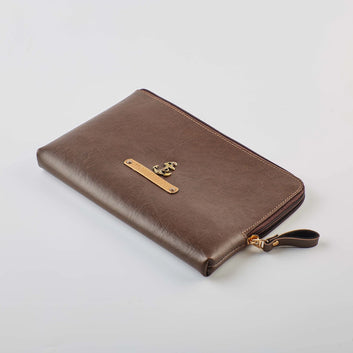 PERSONALISED FLAT POUCH - BROWN