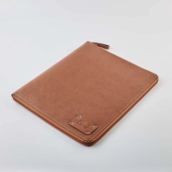 PERSONALISED ZIPPERED OFFICE FOLDER - TAN