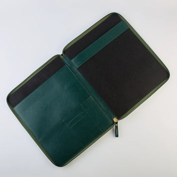 PERSONALISED ZIPPERED OFFICE FOLDER - GREEN