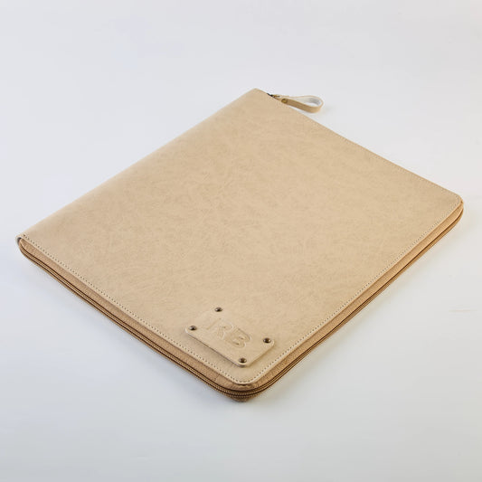 PERSONALISED ZIPPERED OFFICE FOLDER - BEIGE