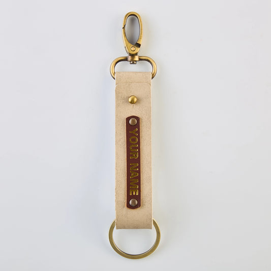 PERSONALISED TWO SIDED KEYCHAIN -  BEIGE