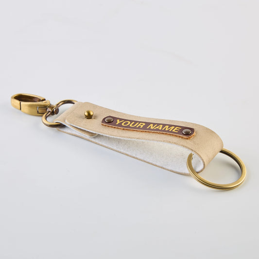 PERSONALISED TWO SIDED KEYCHAIN -  BEIGE