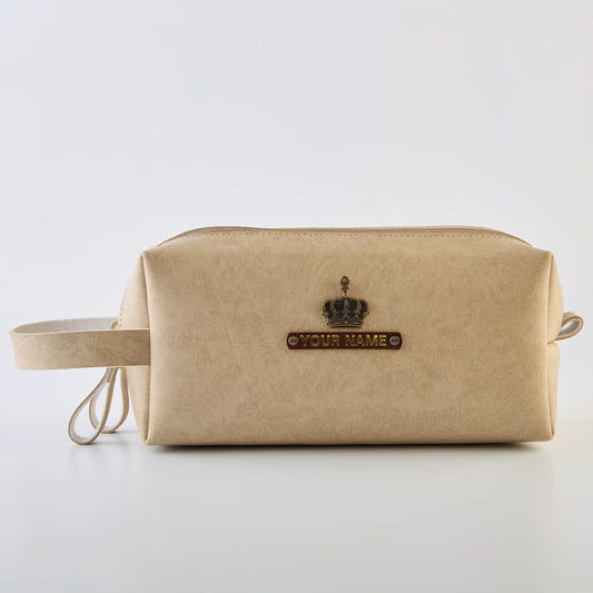 PERSONALISED DOUBLE ZIP POUCH - BEIGE