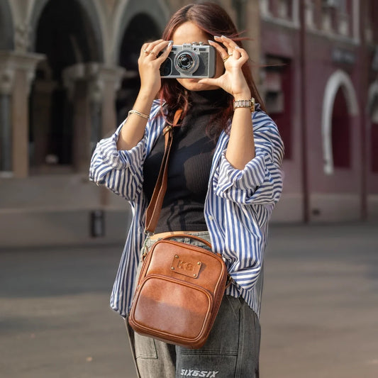 PERSONALISED TRAVEL CROSSBODY BAG - TAN