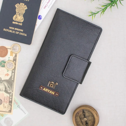 PERSONALISED TRAVEL WALLET - BLACK