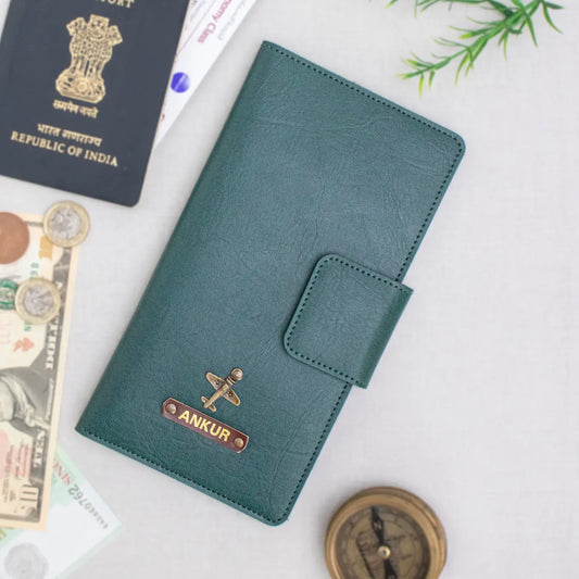 PERSONALISED TRAVEL WALLET - GREEN