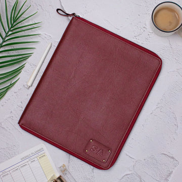 PERSONALISED ZIPPERED OFFICE FOLDER - MAROON